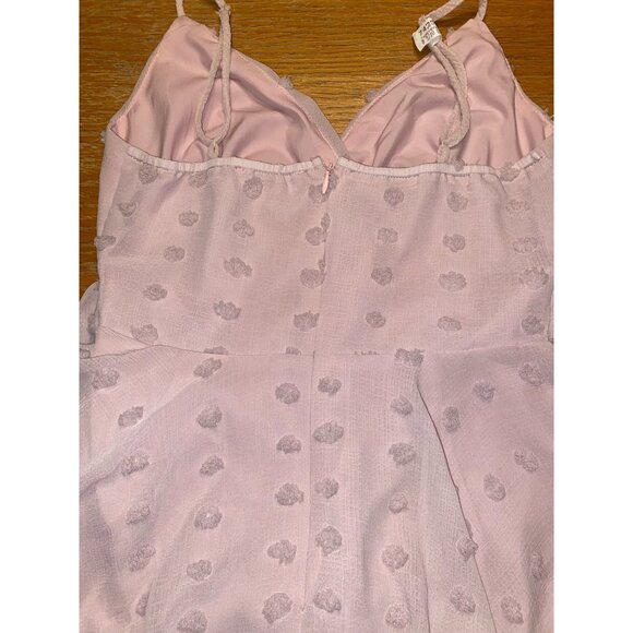 Womens Satin Polka Dot Sleeveless V-Neck Dress With Ruffled Layers And Tie Waist - Picture 7 of 8